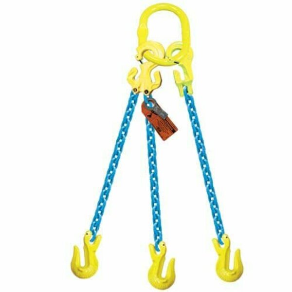 Grabiq Triple Leg 3/8 in Adjstbl Chain Slng TG3-GG, 20ft L, 22900lb WLL G-3/8-TG3-GG-20